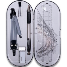 Math Geometry Kit, 8-Piece Set, Student Supplies with Unbreakable Storage Box, Includes Rulers, Protractor, Compass