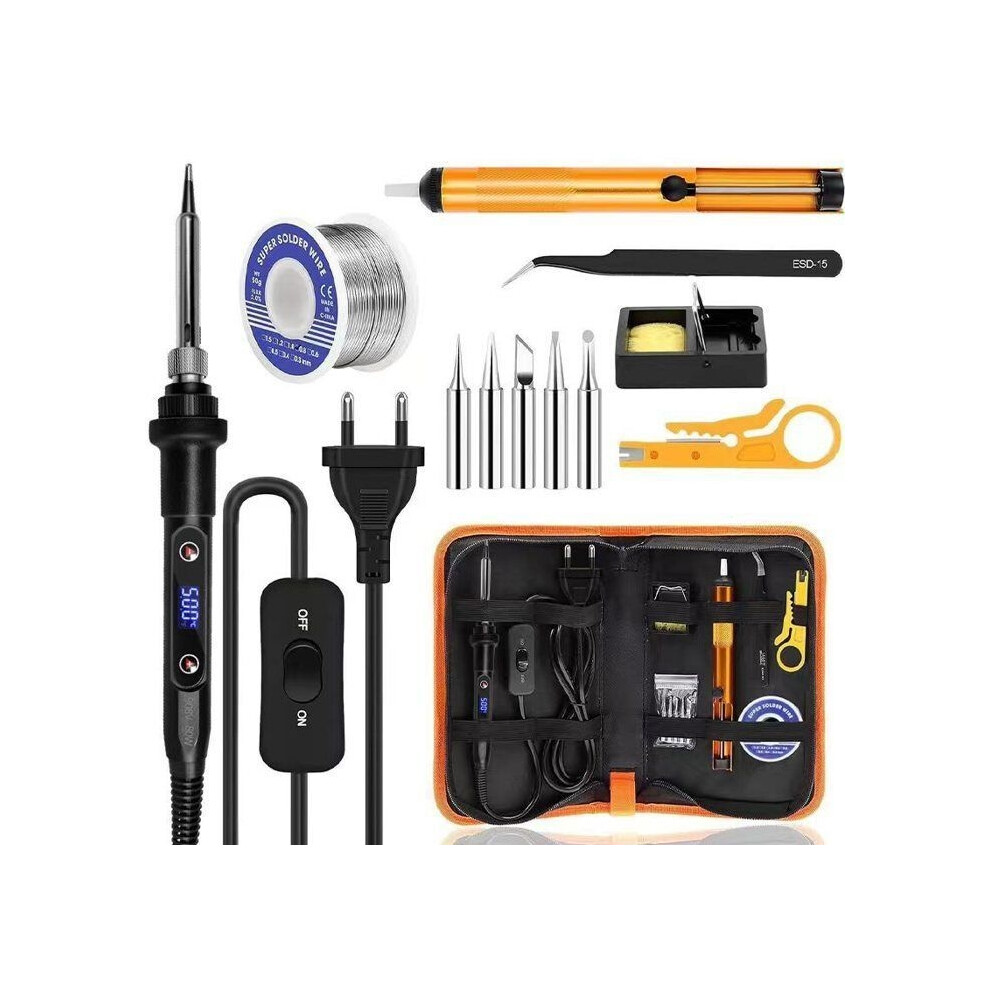 80W Soldering Iron Kit, Adjustable Temperature 180-520C, 5 Soldering Tips - Solder Wire, Tweezers 9301941276297