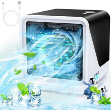 3-in-1 portable air conditioner, type C, quiet, 500ml water tank, 3 speeds, 7 colors, night light, no exhaust hose