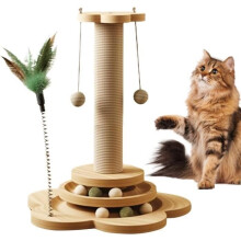 Scratching Post - 15.7 inches - Wood - Sisal - 4-in-1 Cat Tree