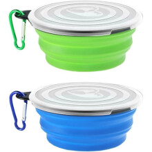 2-Piece Portable Foldable Dog Bowl Set, Travel Bowls for Dogs and Cats, Foldable Dog Bowl
