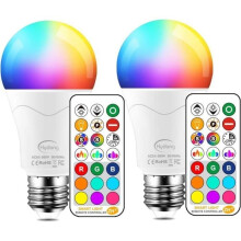 2PCS E27 10W Color Changing Dimmable LED Bulbs, 12 Color Choices, 21 Key Remote Control