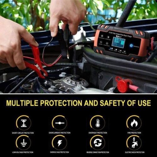 Φορτιστής Μπαταρίας - HUAFIY - 12/24V - 8A - 150AH - Έξυπνος και με οθόνη αφής 2