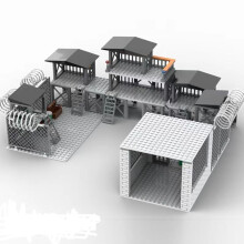 (BCDF)Upgrade Military Base Building Block Sets DIY WW2 Army War scene model Blocks Boys Toys