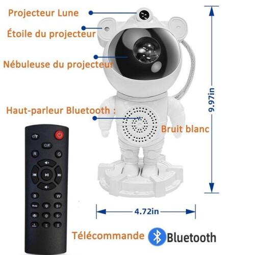 Astronaut LED Projector Night Light - Starry Sky Galaxy Nebula - KINGCENTON - Bluetooth Speaker - Remote Control - White 1