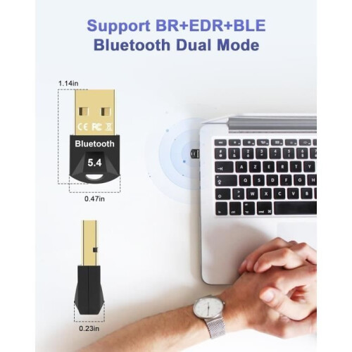 USB Bluetooth Adapter Dongle - Brandless - 5.4 - Low Latency - 20m Range - Plug and Play 1