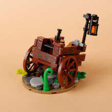 (B11-73)MOC Notice Board Building Blocks Bee Farm Fountain Bonfire Stove Medieval Town Street View Water Wall Bridge Road Sign Brick Toy