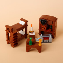 (B11-65)MOC Notice Board Building Blocks Bee Farm Fountain Bonfire Stove Medieval Town Street View Water Wall Bridge Road Sign Brick Toy