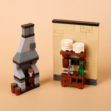(B11-70)MOC Notice Board Building Blocks Bee Farm Fountain Bonfire Stove Medieval Town Street View Water Wall Bridge Road Sign Brick Toy