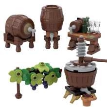 (B34-2-3B34-2-4)MOC Notice Board Building Blocks Bee Farm Fountain Bonfire Stove Medieval Town Street View Water Wall Bridge Road Sign Brick Toy