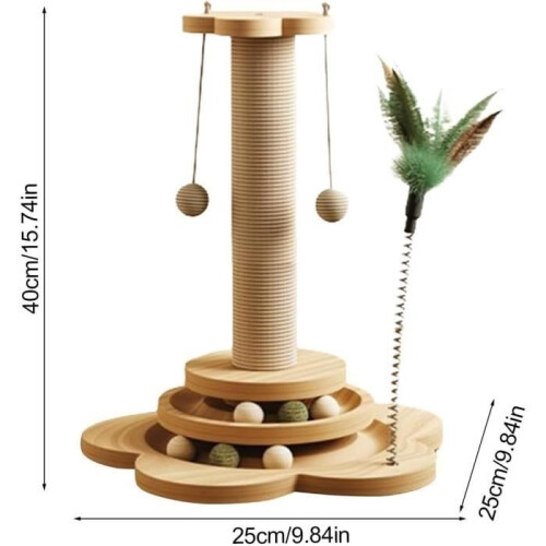 Kratzbaum – 40 cm – Holz – Sisal – 4-in-1-Katzenbaum 1