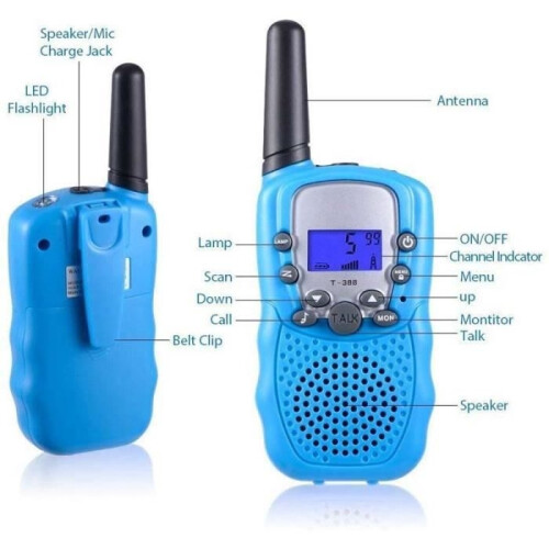 Rechargeable Walkie Talkies - Children's - 3km Long Range - Intercom Christmas Gift (Blue) 2