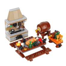 (B27-48)MOC Notice Board Building Blocks Bee Farm Fountain Bonfire Stove Medieval Town Street View Water Wall Bridge Road Sign Brick Toy