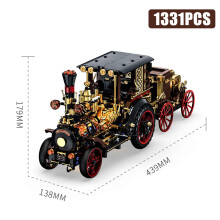 (1331Pcs No Box)Creative 1331Pcs Vintage Mechanical Steam Car Building Blocks City Retro Steam Punk Vehicle Desktop Decoration Bricks Toys Gift