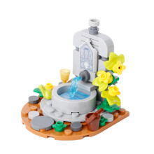 (B4-62-2)MOC Notice Board Building Blocks Bee Farm Fountain Bonfire Stove Medieval Town Street View Water Wall Bridge Road Sign Brick Toy