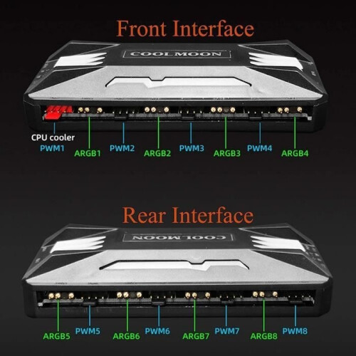 PWM Remote Fan Temperature Controller Integrator, RGB Light Adapter for Computer 1