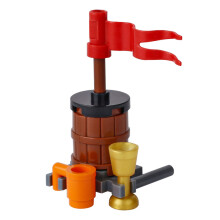 (B28-6-2)MOC Notice Board Building Blocks Bee Farm Fountain Bonfire Stove Medieval Town Street View Water Wall Bridge Road Sign Brick Toy