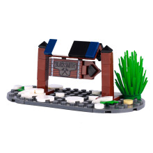 (B23-25-1)MOC Notice Board Building Blocks Bee Farm Fountain Bonfire Stove Medieval Town Street View Water Wall Bridge Road Sign Brick Toy