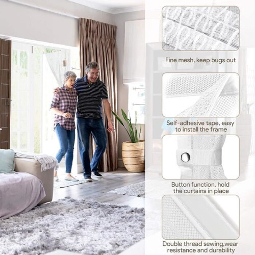 Mosquito net - Molibai - 90 x 210 cm - Magnetic - White - Drill-free installation 1