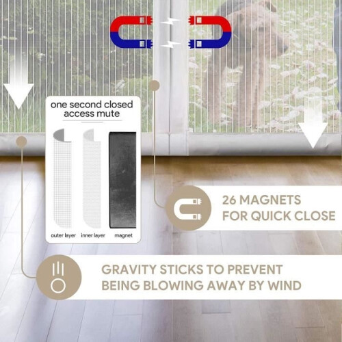 Mosquito net - Molibai - 90 x 210 cm - Magnetic - White - Drill-free installation 2