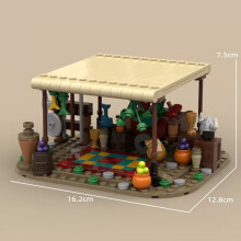 (B34-3-4)MOC Notice Board Building Blocks Bee Farm Fountain Bonfire Stove Medieval Town Street View Water Wall Bridge Road Sign Brick Toy