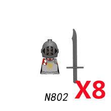 (N802-8PCS)Medieval MOC Soldier Figure Building Blocks Roman Warrior Egyptian Pharaoh Peasant Witches Militia Weapon DIY Mini Toy Gift T019