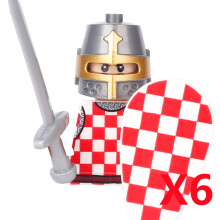 (B18-33-1-6PCS)Medieval MOC Soldier Figure Building Blocks Roman Warrior Egyptian Pharaoh Peasant Witches Militia Weapon DIY Mini Toy Gift T019