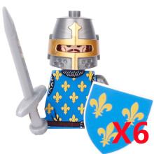 (B18-32-1-6PCS)Medieval MOC Soldier Figure Building Blocks Roman Warrior Egyptian Pharaoh Peasant Witches Militia Weapon DIY Mini Toy Gift T019