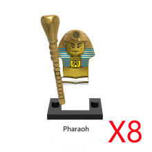 (XH619-8PCS)Medieval MOC Soldier Figure Building Blocks Roman Warrior Egyptian Pharaoh Peasant Witches Militia Weapon DIY Mini Toy Gift T019