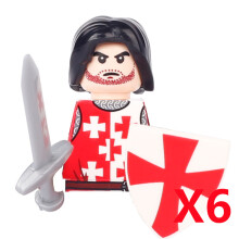(B18-30-2-6PCS)Medieval MOC Soldier Figure Building Blocks Roman Warrior Egyptian Pharaoh Peasant Witches Militia Weapon DIY Mini Toy Gift T019
