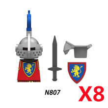 (N807-8PCS)Medieval MOC Soldier Figure Building Blocks Roman Warrior Egyptian Pharaoh Peasant Witches Militia Weapon DIY Mini Toy Gift T019