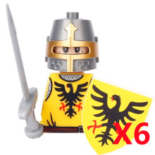 (B18-31-1-6PCS)Medieval MOC Soldier Figure Building Blocks Roman Warrior Egyptian Pharaoh Peasant Witches Militia Weapon DIY Mini Toy Gift T019