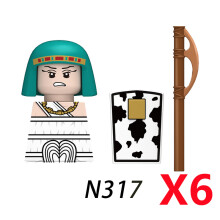 (N317-6PCS)Medieval MOC Soldier Figure Building Blocks Roman Warrior Egyptian Pharaoh Peasant Witches Militia Weapon DIY Mini Toy Gift T019