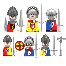 (N307-312-6PCS)Medieval MOC Soldier Figure Building Blocks Roman Warrior Egyptian Pharaoh Peasant Witches Militia Weapon DIY Mini Toy Gift T019
