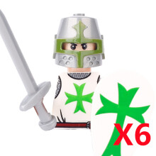 (B18-31-2-6PCS)Medieval MOC Soldier Figure Building Blocks Roman Warrior Egyptian Pharaoh Peasant Witches Militia Weapon DIY Mini Toy Gift T019