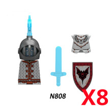 (N808-8PCS)Medieval MOC Soldier Figure Building Blocks Roman Warrior Egyptian Pharaoh Peasant Witches Militia Weapon DIY Mini Toy Gift T019