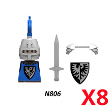 (N806-8PCS)Medieval MOC Soldier Figure Building Blocks Roman Warrior Egyptian Pharaoh Peasant Witches Militia Weapon DIY Mini Toy Gift T019