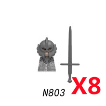 (N803-8PCS)Medieval MOC Soldier Figure Building Blocks Roman Warrior Egyptian Pharaoh Peasant Witches Militia Weapon DIY Mini Toy Gift T019