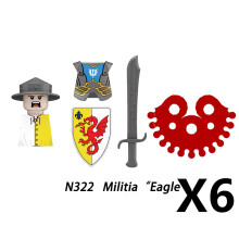 (N322-6PCS)Medieval MOC Soldier Figure Building Blocks Roman Warrior Egyptian Pharaoh Peasant Witches Militia Weapon DIY Mini Toy Gift T019