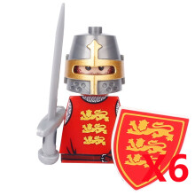 (B18-30-1-6PCS)Medieval MOC Soldier Figure Building Blocks Roman Warrior Egyptian Pharaoh Peasant Witches Militia Weapon DIY Mini Toy Gift T019