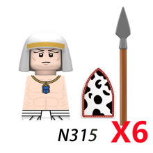 (N315-6PCS)Medieval MOC Soldier Figure Building Blocks Roman Warrior Egyptian Pharaoh Peasant Witches Militia Weapon DIY Mini Toy Gift T019