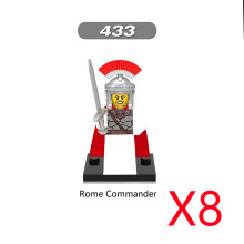 (XH433-8PCS)Medieval MOC Soldier Figure Building Blocks Roman Warrior Egyptian Pharaoh Peasant Witches Militia Weapon DIY Mini Toy Gift T019