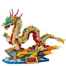 (Paper manual,Default bagged)New Product 1171 Particles Auspicious Chinese Dragon Model Building Block Set Adult Building Block Toy Gift