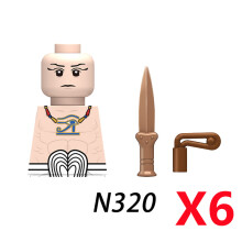 (N320-6PCS)Medieval MOC Soldier Figure Building Blocks Roman Warrior Egyptian Pharaoh Peasant Witches Militia Weapon DIY Mini Toy Gift T019
