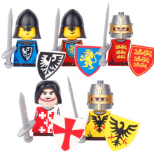 (5PCS)Medieval MOC Soldier Figure Building Blocks Roman Warrior Egyptian Pharaoh Peasant Witches Militia Weapon DIY Mini Toy Gift T019