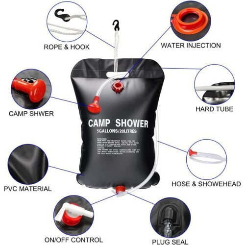 NETBOAT Solar-Camping-Duschsack – 20 l – PVC – Schwarz 2
