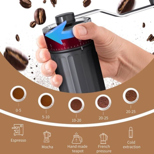 Manual Coffee Grinder - Ceramic - Adjustable - Black - Compact - Contemporary 1