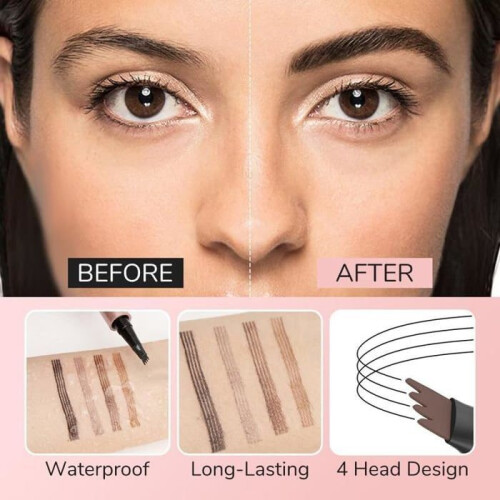 Pcs Magic Eyebrow Pencil - 4-Tip Fork Eyebrow Pencil - 3D Waterproof - With 4 Tips - Light Gray-Brown 1