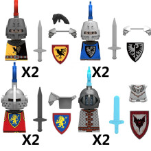 (N805-808-8PCS)Medieval MOC Soldier Figure Building Blocks Roman Warrior Egyptian Pharaoh Peasant Witches Militia Weapon DIY Mini Toy Gift T019