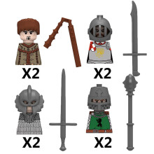 (N801-804-8PCS)Medieval MOC Soldier Figure Building Blocks Roman Warrior Egyptian Pharaoh Peasant Witches Militia Weapon DIY Mini Toy Gift T019